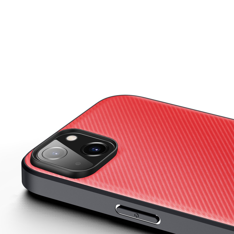 Dux Ducis Fino dėklo dangtelis padengtas nailono medžiaga iPhone 14 Plus raudonas
