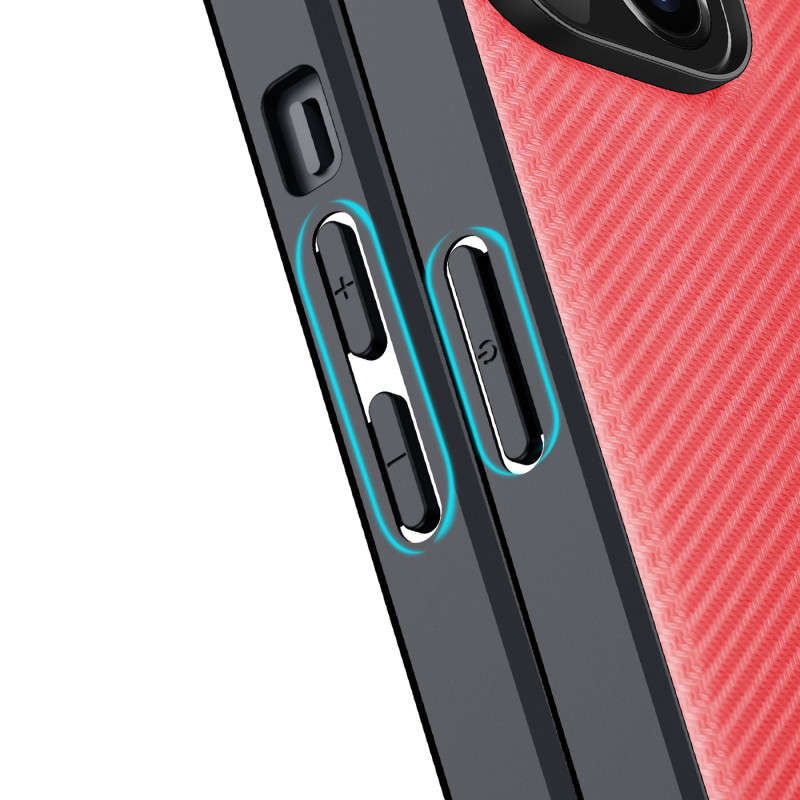 Dux Ducis Fino dėklo dangtelis padengtas nailono medžiaga iPhone 14 Plus raudonas