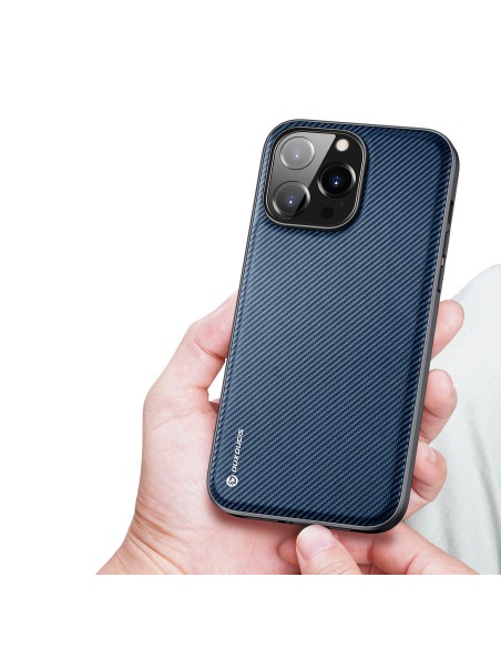 Dux Ducis Fino dėklas, dangtelis padengtas nailono medžiaga, iPhone 14 Pro, mėlynas