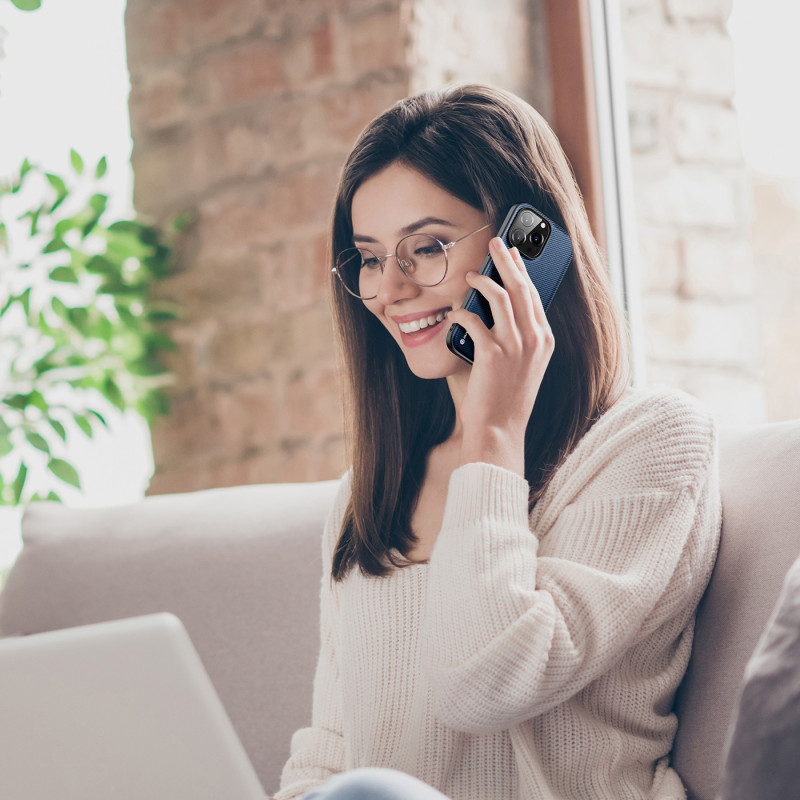 Dux Ducis Fino dėklas, dangtelis padengtas nailono medžiaga, iPhone 14 Pro, mėlynas