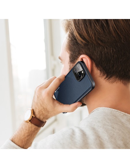 Dux Ducis Fino dėklas, dangtelis padengtas nailono medžiaga, iPhone 14 Pro, mėlynas