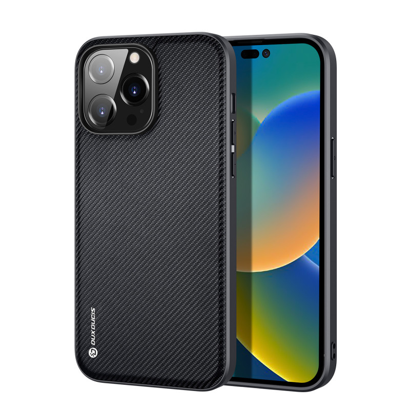 Dux Ducis Fino dėklas, dangtelis padengtas nailono medžiaga, iPhone 14 Pro Max, juodas Dux Ducis Fino dėklas, dangtelis padengtas nailono medžiaga, iPhone 14 Pro Max, juodas