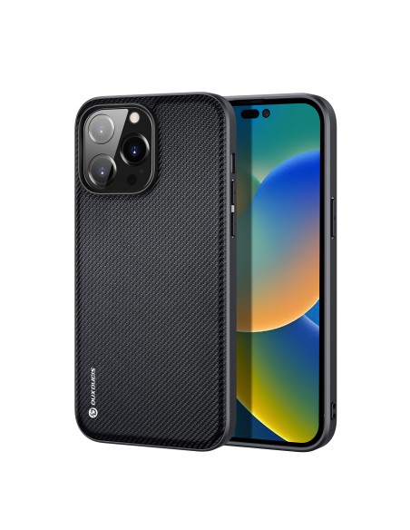 Dux Ducis Fino dėklas, dangtelis padengtas nailono medžiaga, iPhone 14 Pro Max, juodas Dux Ducis Fino dėklas, dangtelis padengtas nailono medžiaga, iPhone 14 Pro Max, juodas