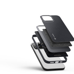 Dux Ducis Fino dėklas, dangtelis padengtas nailono medžiaga, iPhone 14 Pro Max, juodas
