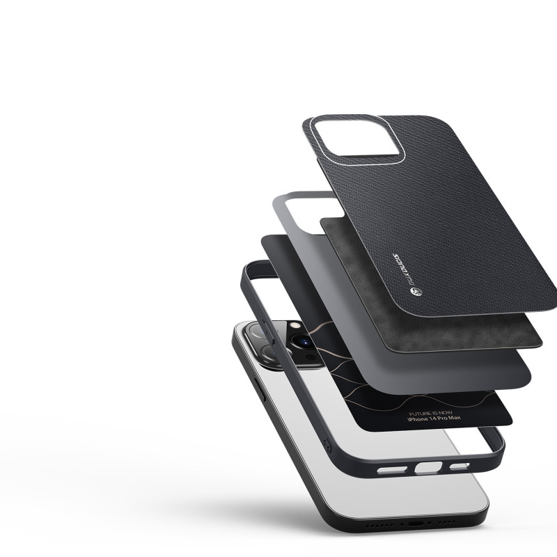 Dux Ducis Fino dėklas, dangtelis padengtas nailono medžiaga, iPhone 14 Pro Max, juodas