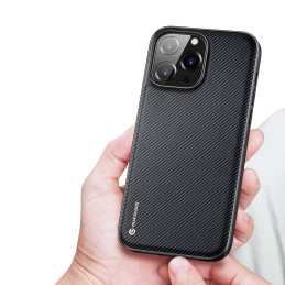 Dux Ducis Fino dėklas, dangtelis padengtas nailono medžiaga, iPhone 14 Pro Max, juodas