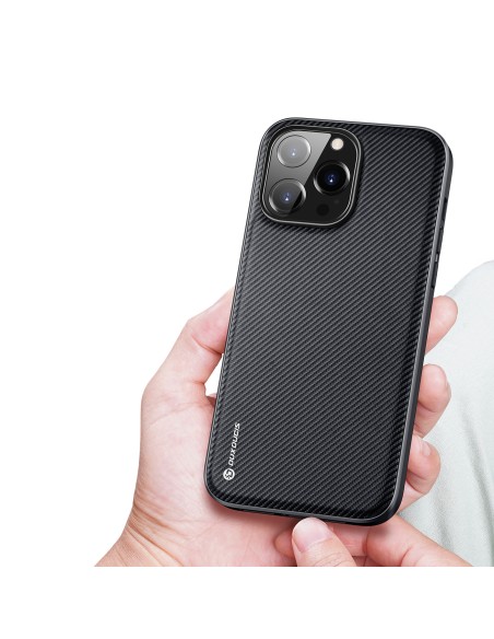 Dux Ducis Fino dėklas, dangtelis padengtas nailono medžiaga, iPhone 14 Pro Max, juodas Dux Ducis Fino dėklas, dangtelis padengtas nailono medžiaga, iPhone 14 Pro Max, juodas