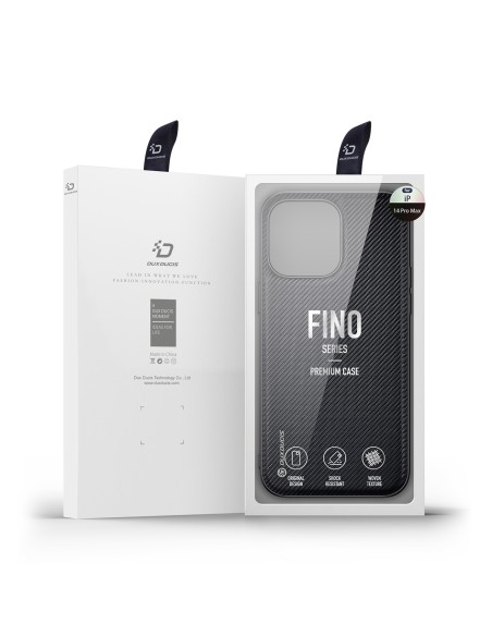 Dux Ducis Fino dėklas, dangtelis padengtas nailono medžiaga, iPhone 14 Pro Max, juodas Dux Ducis Fino dėklas, dangtelis padengtas nailono medžiaga, iPhone 14 Pro Max, juodas