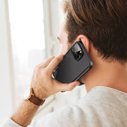 Dux Ducis Fino dėklas, dangtelis padengtas nailono medžiaga, iPhone 14 Pro Max, juodas
