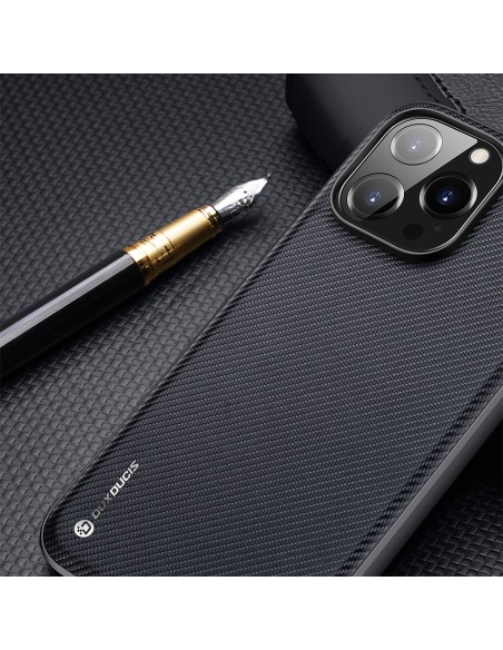 Dux Ducis Fino dėklas, dangtelis padengtas nailono medžiaga, iPhone 14 Pro Max, juodas Dux Ducis Fino dėklas, dangtelis padengtas nailono medžiaga, iPhone 14 Pro Max, juodas