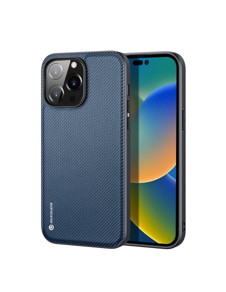 Dux Ducis Fino dėklas, dangtelis padengtas nailono medžiaga, iPhone 14 Pro Max, mėlynas