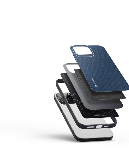 Dux Ducis Fino dėklas, dangtelis padengtas nailono medžiaga, iPhone 14 Pro Max, mėlynas