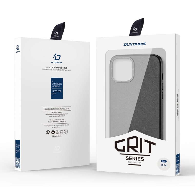 „Dux Ducis Grit“ odinis dėklas, skirtas „iPhone 14“ elegantiškas dirbtinės odos dangtelis (suderinamas su „MagSafe“) juo...