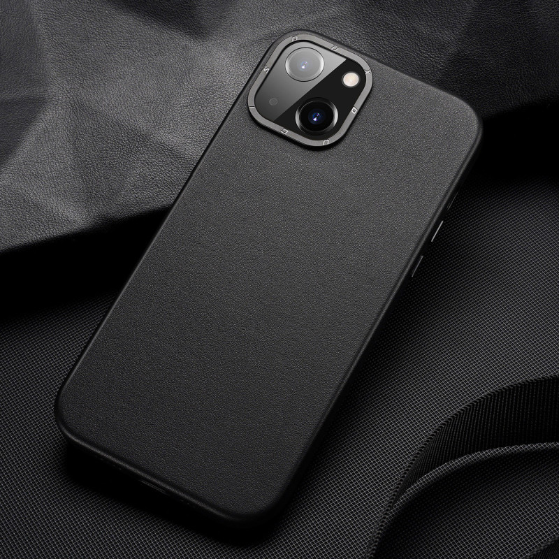 „Dux Ducis Grit“ odinis dėklas, skirtas „iPhone 14“ elegantiškas dirbtinės odos dangtelis (suderinamas su „MagSafe“) juo...