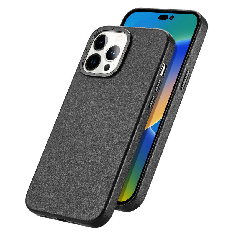 „Dux Ducis Grit“ odinis dėklas, skirtas „iPhone 14 Pro“ elegantiškas dirbtinės odos dangtelis (suderinamas su „MagSafe“)...