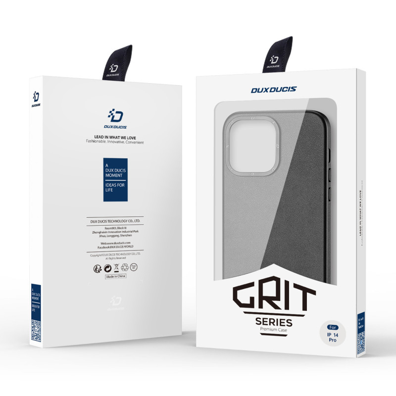 „Dux Ducis Grit“ odinis dėklas, skirtas „iPhone 14 Pro“ elegantiškas dirbtinės odos dangtelis (suderinamas su „MagSafe“)...