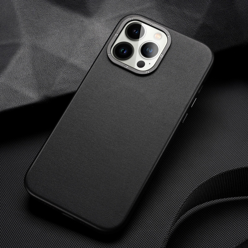 „Dux Ducis Grit“ odinis dėklas, skirtas „iPhone 14 Pro“ elegantiškas dirbtinės odos dangtelis (suderinamas su „MagSafe“)...