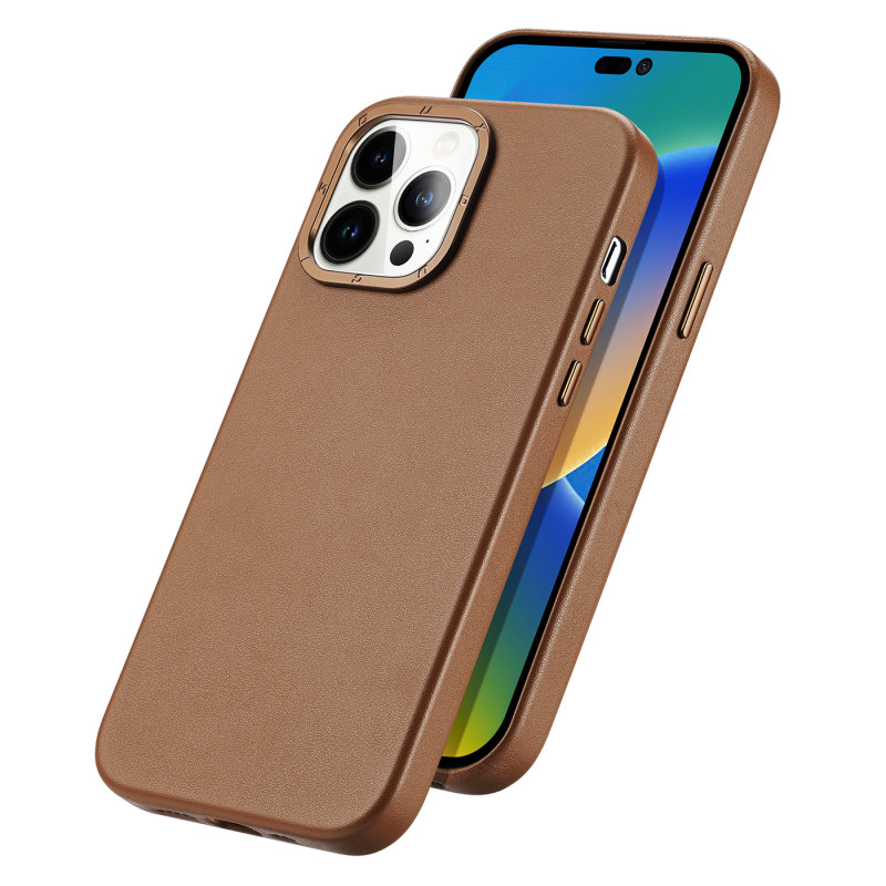„Dux Ducis Grit“ odinis dėklas, skirtas „iPhone 14 Pro“ elegantiškas dirbtinės odos dangtelis (suderinamas su „MagSafe“)...