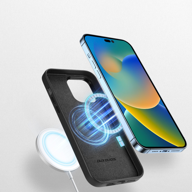 „Dux Ducis Grit“ odinis dėklas, skirtas „iPhone 14 Pro Max“ elegantiškas dirbtinės odos dangtelis (suderinamas su „MagSa...