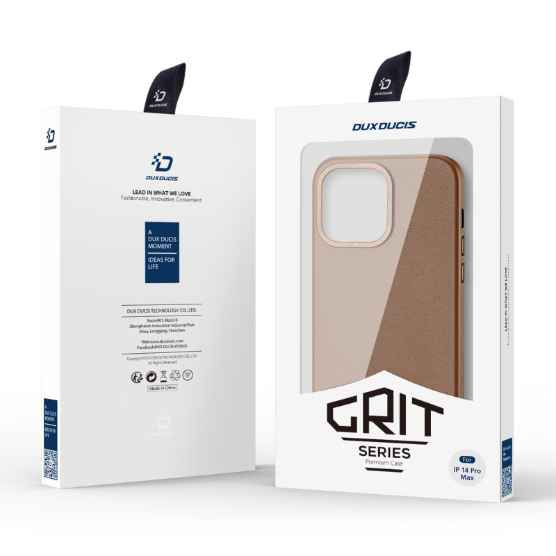 Dux Ducis Grit odinis dėklas, skirtas iPhone 14 Pro Max Elegantiškas dirbtinės odos dangtelis (suderinamas su MagSafe) R...