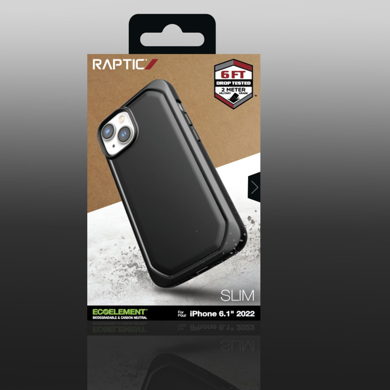 Raptic X-Doria Slim Case iPhone 14 dėklas, juodas galinis dangtelis