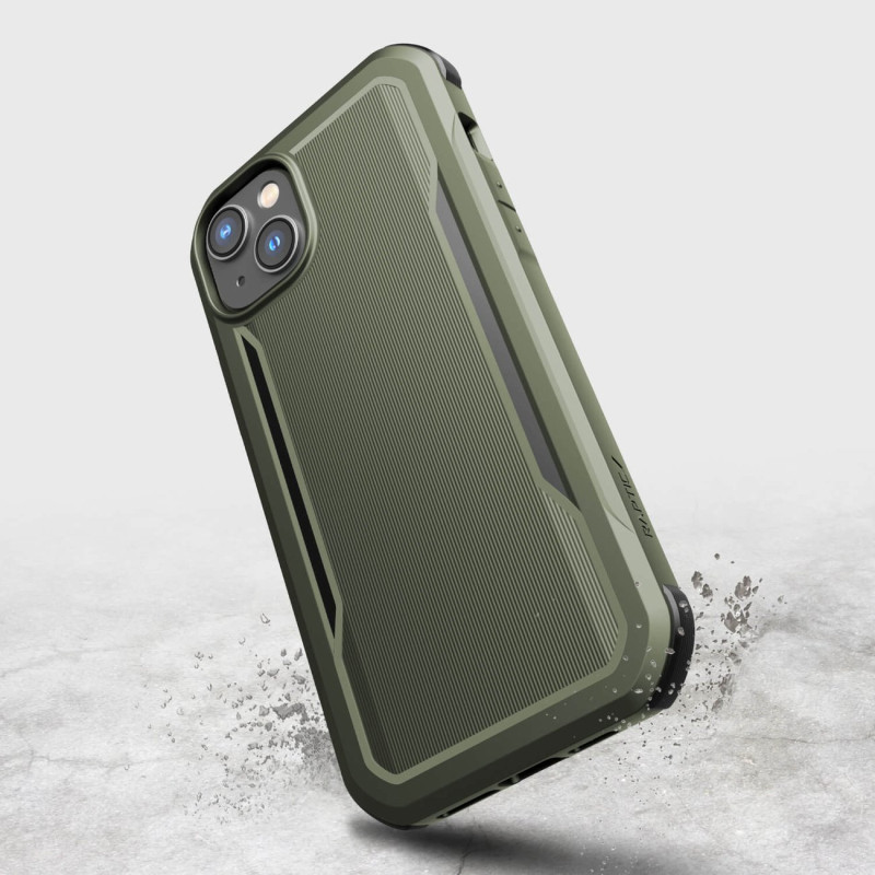 Raptic X-Doria Fort Case iPhone 14 dėklas su MagSafe šarvuotu dangteliu žalios spalvos
