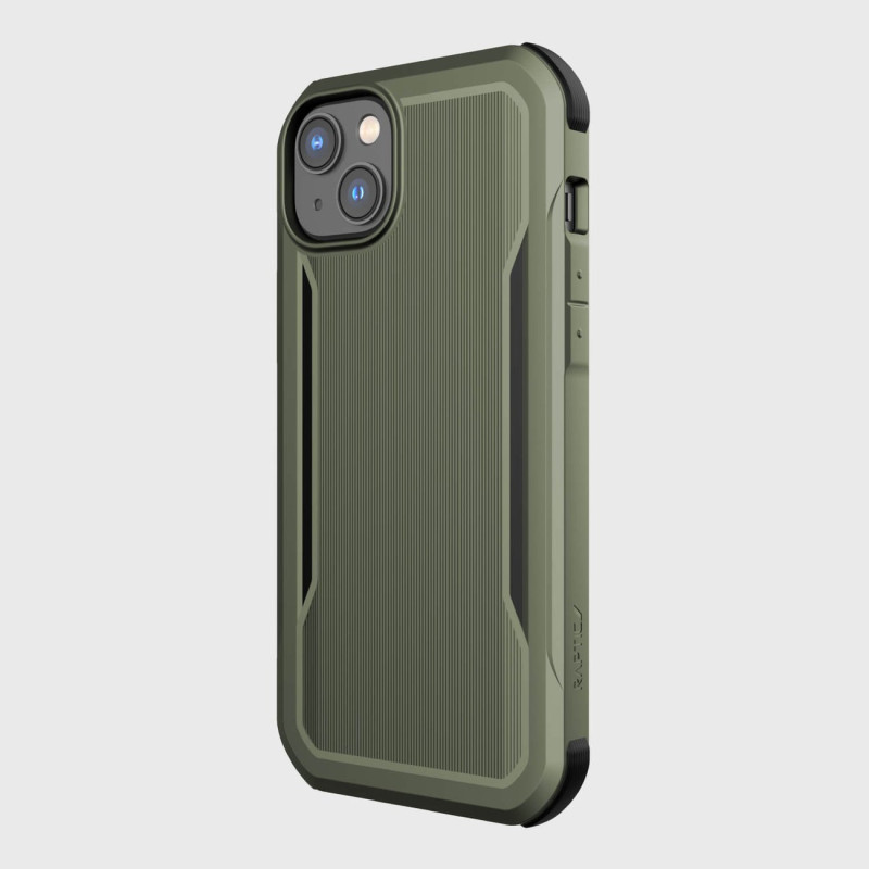 Raptic X-Doria Fort Case iPhone 14 dėklas su MagSafe šarvuotu dangteliu žalios spalvos