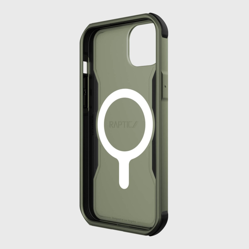 Raptic X-Doria Fort Case iPhone 14 dėklas su MagSafe šarvuotu dangteliu žalios spalvos