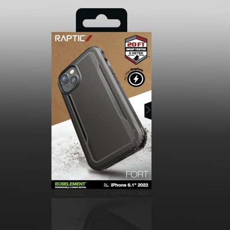 Raptic X-Doria Fort Case iPhone 14 dėklas su MagSafe šarvuotu dangteliu juodu