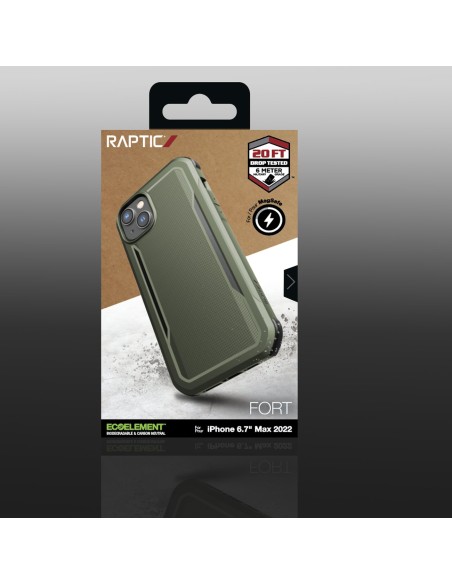 Raptic X-Doria Fort Case iPhone 14 Plus dėklas su MagSafe šarvuotu dangteliu žalios spalvos Raptic X-Doria Fort Case iPhone 14 Plus dėklas su MagSafe šarvuotu dangteliu žalios spalvos