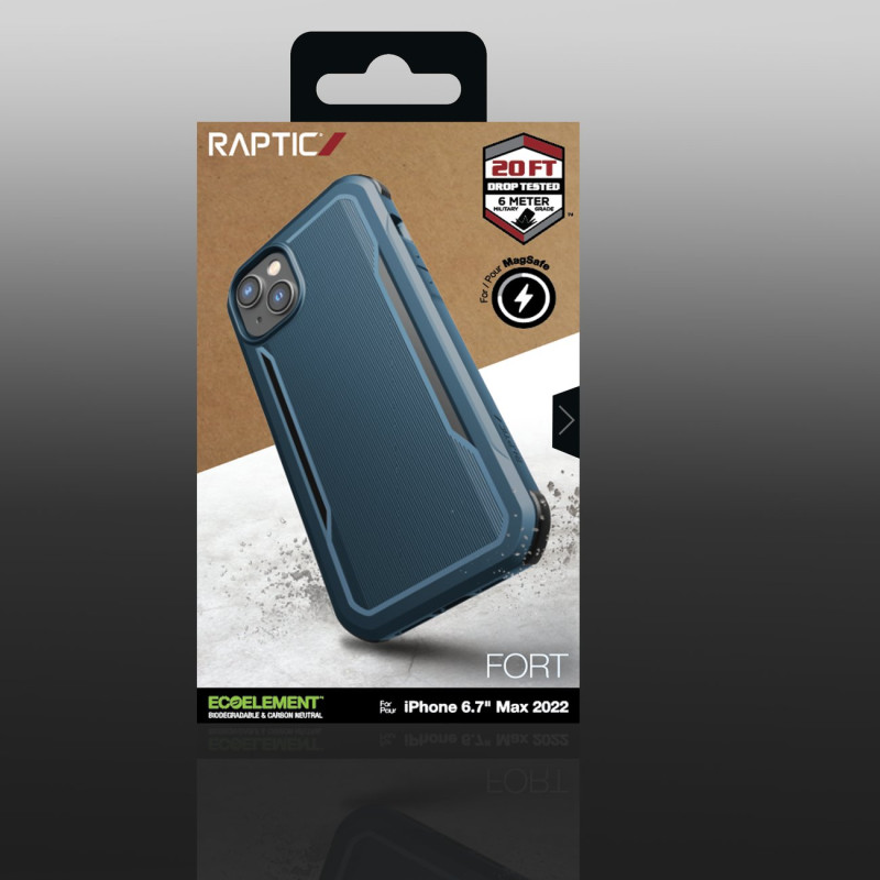 Raptic X-Doria Fort Case iPhone 14 Plus dėklas su MagSafe šarvuotu dangteliu mėlynos spalvos