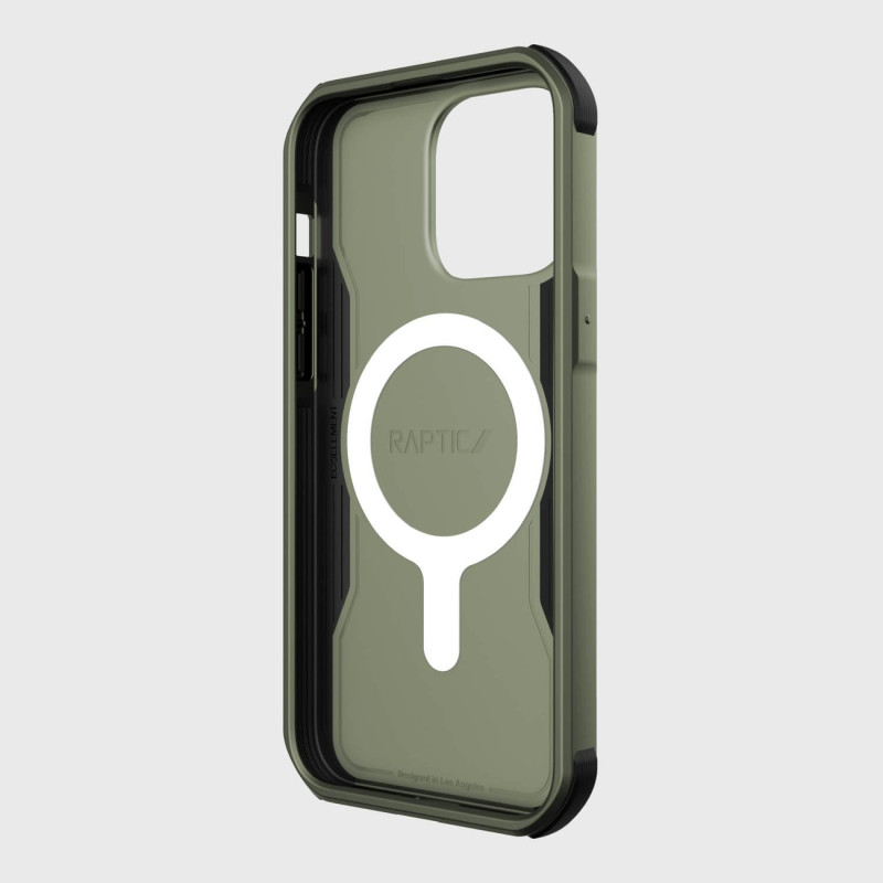 Raptic X-Doria Fort Case iPhone 14 Pro dėklas su MagSafe šarvuotu dangteliu žalios spalvos