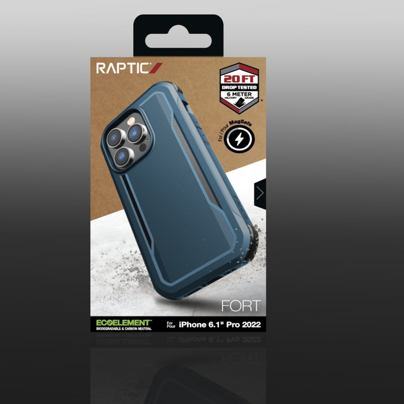 Raptic X-Doria Fort Case iPhone 14 Pro dėklas su MagSafe šarvuotu dangteliu mėlynos spalvos
