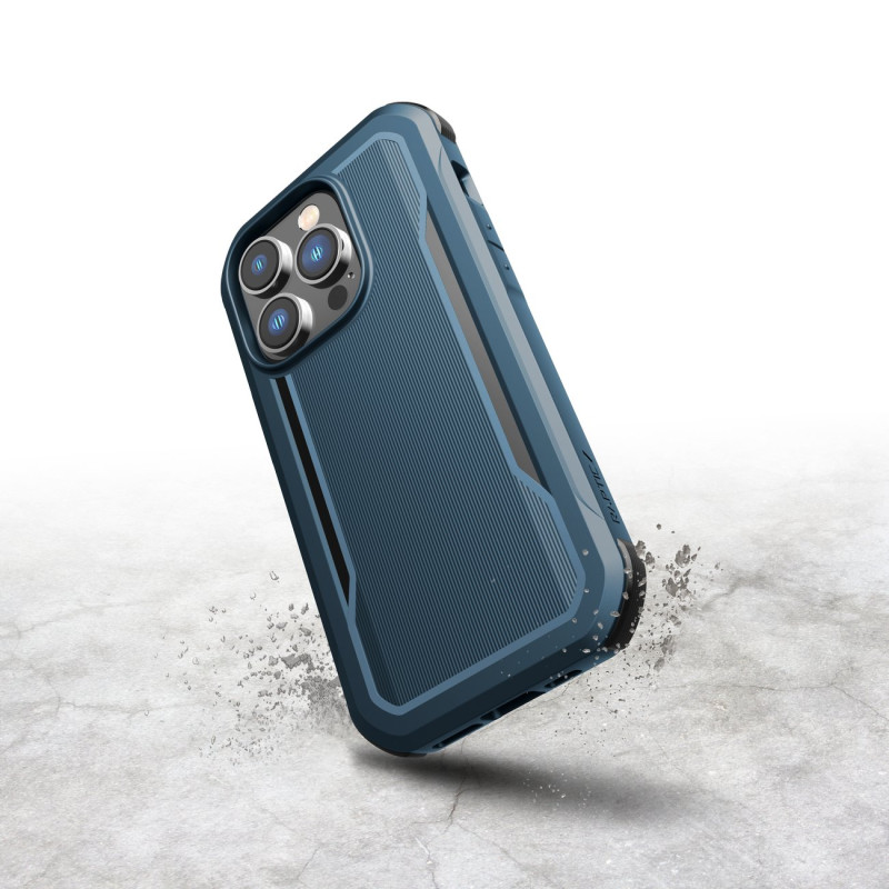 Raptic X-Doria Fort Case iPhone 14 Pro dėklas su MagSafe šarvuotu dangteliu mėlynos spalvos