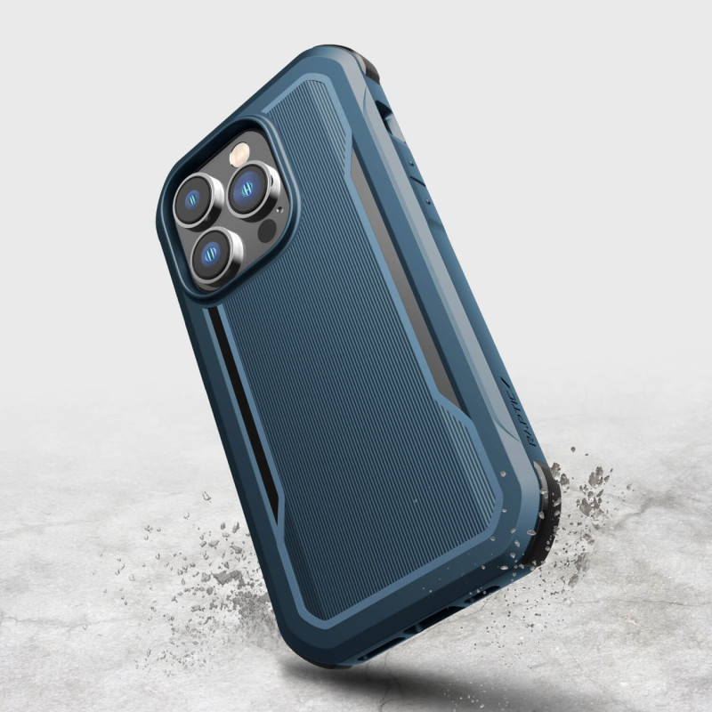 Raptic X-Doria Fort Case iPhone 14 Pro dėklas su MagSafe šarvuotu dangteliu mėlynos spalvos