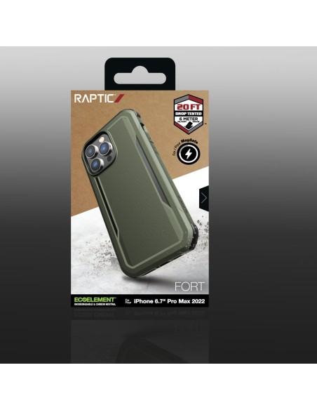 Raptic X-Doria Fort Case iPhone 14 Pro Max dėklas su MagSafe šarvuotu dangteliu žalios spalvos Raptic X-Doria Fort Case iPhone 14 Pro Max dėklas su MagSafe šarvuotu dangteliu žalios spalvos