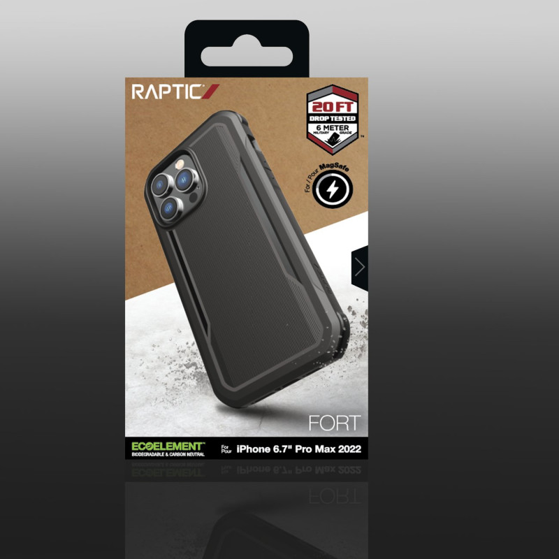 Raptic X-Doria Fort Case iPhone 14 Pro Max dėklas su MagSafe šarvuotu dangteliu juodu