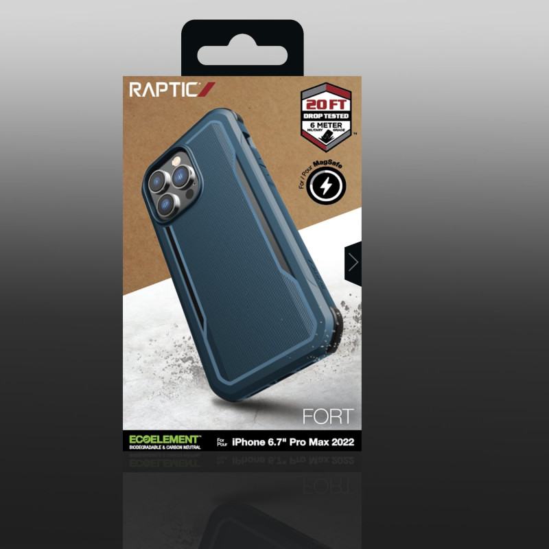 Raptic X-Doria Fort Case iPhone 14 Pro Max dėklas su MagSafe šarvuotu dangteliu mėlynos spalvos