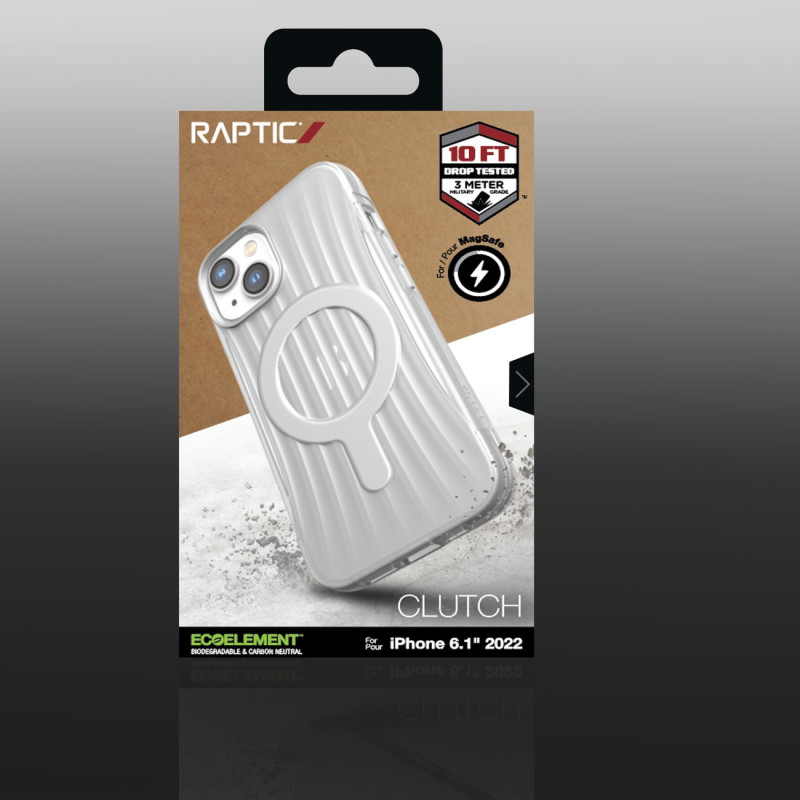 Raptic X-Doria Clutch Built Case iPhone 14 dėklas su skaidriu MagSafe galiniu dangteliu