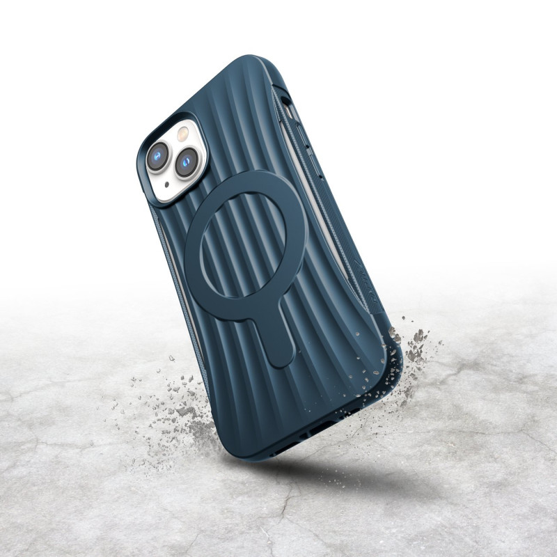Raptic X-Doria Clutch Built Case iPhone 14 dėklas su MagSafe galiniu dangteliu mėlynos spalvos