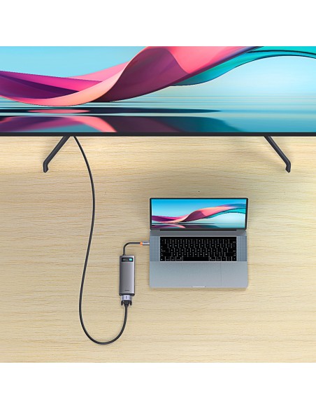HUB 8in1 prijungimo stotis USB-C 1xHDMI 3xUSB 3.2 1xPower Delivery SD kortelių skaitytuvas TF kortelių skaitytuvas VGA pilka HUB 8in1 prijungimo stotis USB-C 1xHDMI 3xUSB 3.2 1xPower Delivery SD kortelių skaitytuvas TF kortelių skaitytuvas VGA pilka
