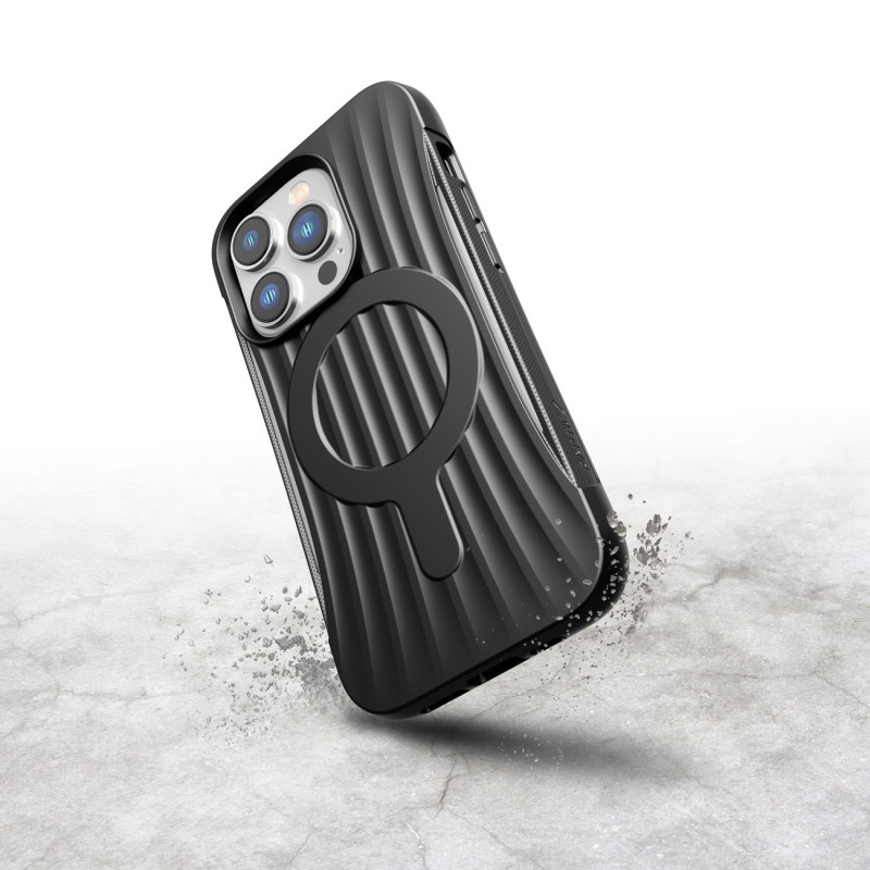 Raptic X-Doria Clutch Built Case iPhone 14 Pro dėklas su MagSafe galiniu dangteliu juodu