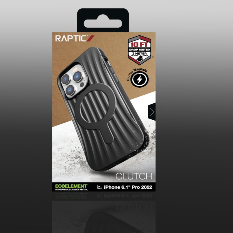 Raptic X-Doria Clutch Built Case iPhone 14 Pro dėklas su MagSafe galiniu dangteliu juodu