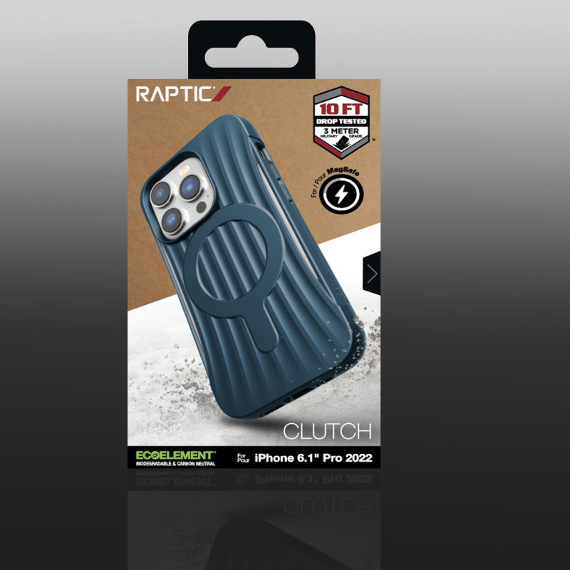 Raptic X-Doria Clutch Built Case skirtas iPhone 14 Pro su MagSafe galiniu dangteliu mėlyna spalva