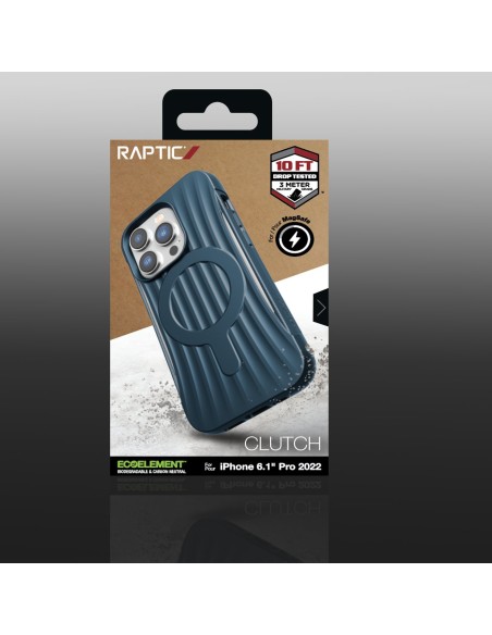 Raptic X-Doria Clutch Built Case skirtas iPhone 14 Pro su MagSafe galiniu dangteliu mėlyna spalva