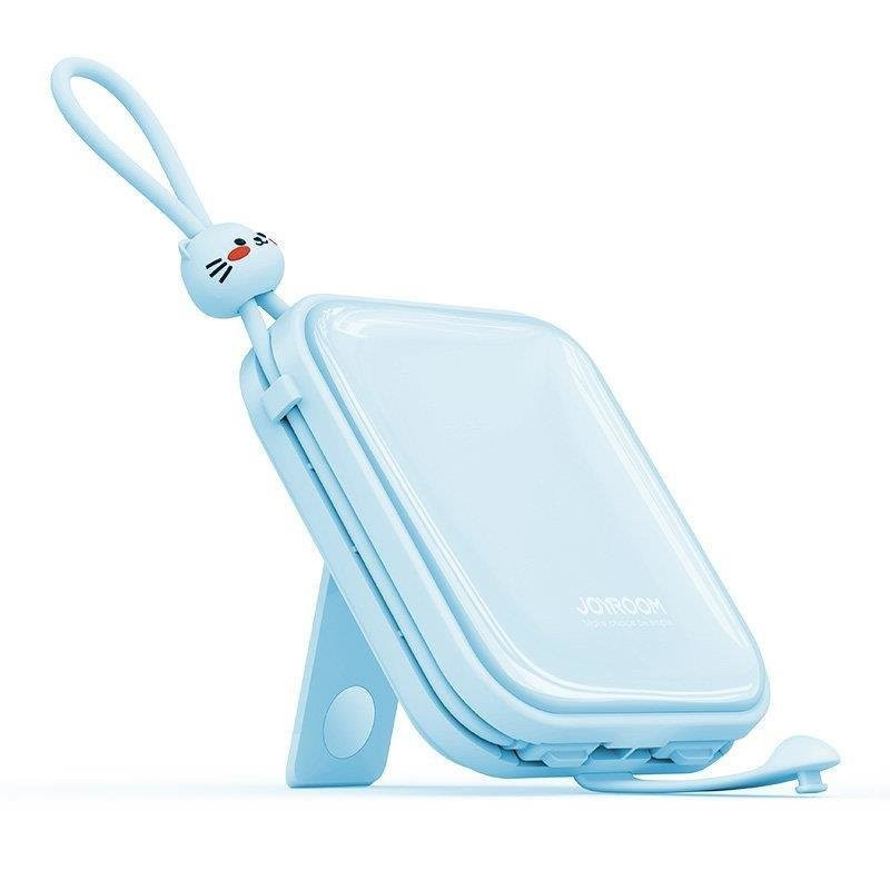 Maitinimo blokas su stovu USB-C laidu ir iPhone Lightning Cutie Series 10000mAh 22,5W mėlyna