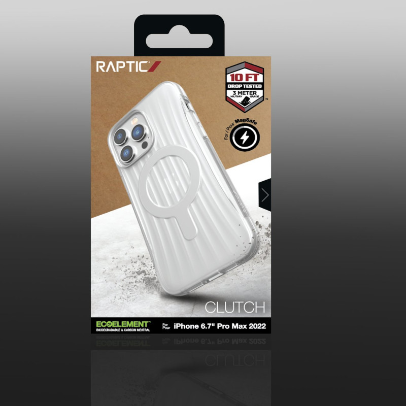 „Raptic X-Doria Clutch“ dėklas, skirtas „iPhone 14 Pro Max“, su skaidriu „MagSafe“ galiniu dangteliu