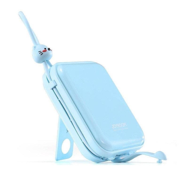 Maitinimo blokas su stovu USB-C laidu ir iPhone Lightning Cutie Series 10000mAh 22,5W mėlyna