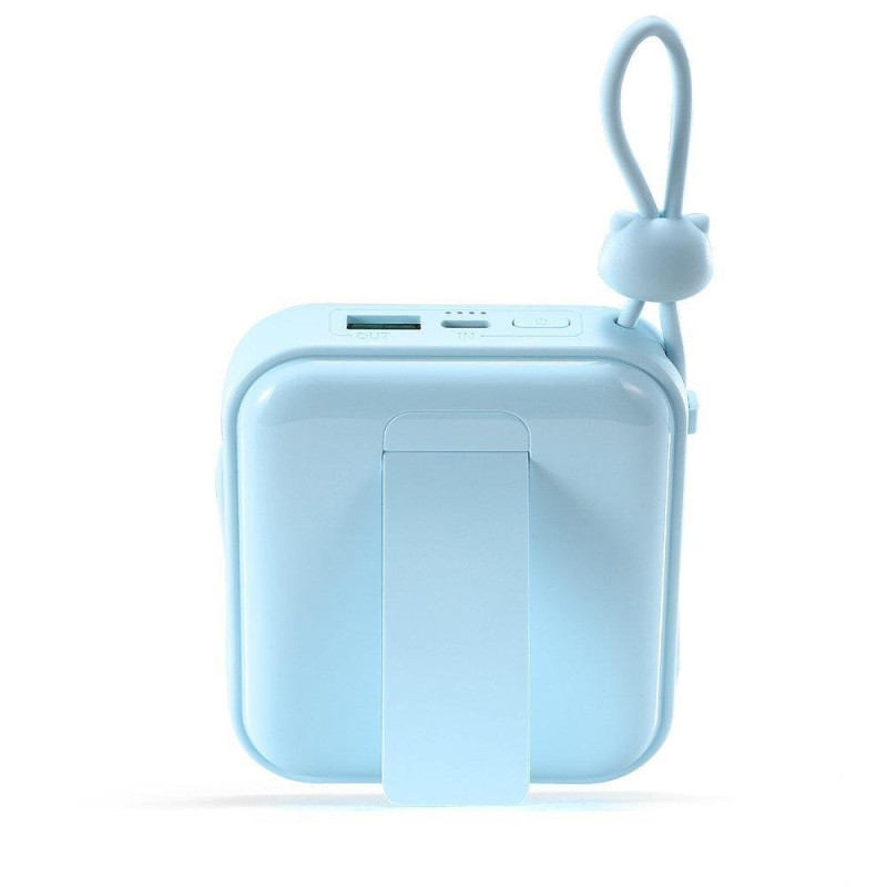 Maitinimo blokas su stovu USB-C laidu ir iPhone Lightning Cutie Series 10000mAh 22,5W mėlyna