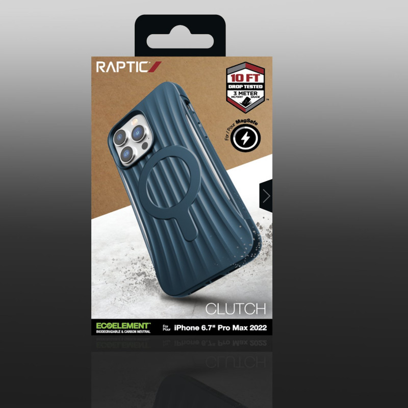 Raptic X-Doria Clutch Built Case, skirtas iPhone 14 Pro Max su MagSafe galiniu dangteliu mėlynu